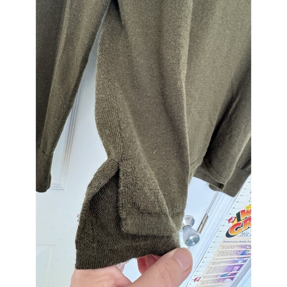 ORVIS women’s Large 100% Merino Wool Sweater Dark Green Khaki - Picture 6 of 8